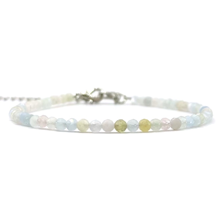 3mm Morganite Faceted Bead Bracelet with Adjustable Chain